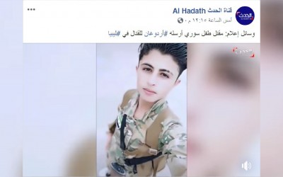 Al Arabiya TV, Türkiye’yi çocukları askere almakla suçlamak amacıyla Libya’da Suriyeli bir gencin ölüm haberini uydurdu