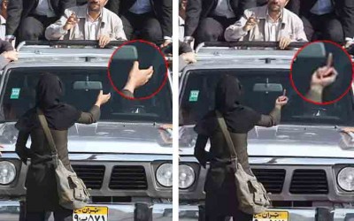 هل حُكم على فتاة رفعت أصبعها أمام موكب رئيس إيران الأسبق بالسجن 22 عاماً؟