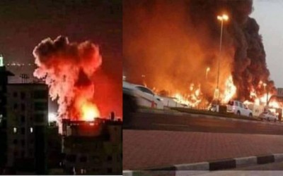 هل تُظهر هذه الصور تحطم طائرة وسط أبو ظبي في الإمارات؟