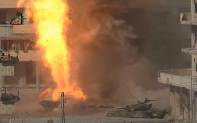 الفيديو من سوريا وليس لتدمير المقاومة الفلسطينية دبابات تابعة للاحتلال الإسرائيلي