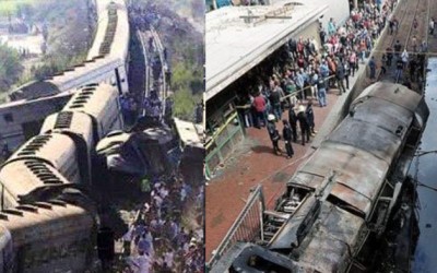 صور ليست من حادثة تصادم قطاري الصعيد في سوهاج