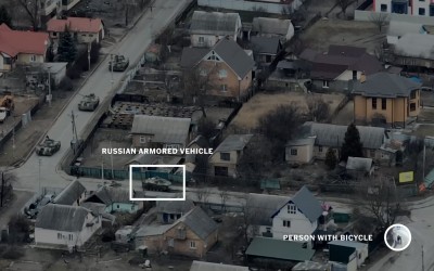 مقطع فيديو يوثق استهداف الروس للمدنيين في بوتشا
