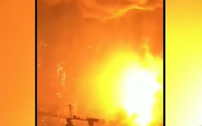 هل يظهر هذا المقطع انفجار محطة توليد كهرباء في أوكرانيا نتيجة غارة جوية روسية؟