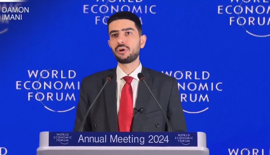 هل يظهر هذا الفيديو رجلا يقوم بشتم كلاوس شواب والنظام العالمي الجديد في اجتماع دافوس 2024