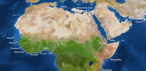 خريطة تخيلية لمنطقة الشرق الأوسط وشمال أفريقيا بعد ذوبان كل الجليد على وجه الأرض | المصدر: ناشيونال جيوغرافيك