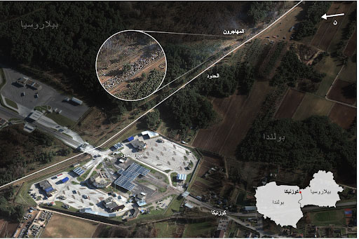 A satellite image on November 10 of the Belarusian-Polish border | Maxar Technologies